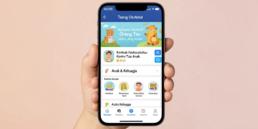 Antarmuka aplikasi ME355 dengan fitur kontrol orang tua yang sederhana dan efektif.
