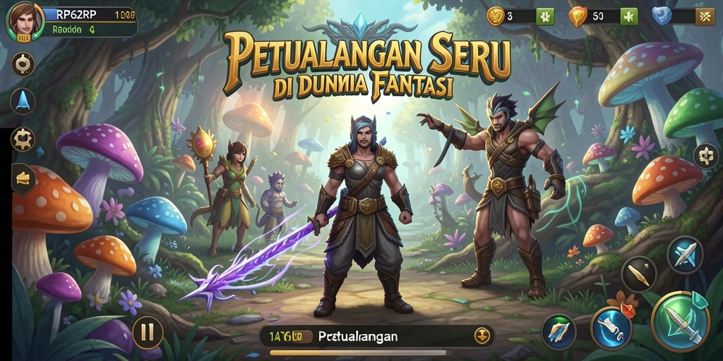 Tampilan antarmuka RP62RP yang menarik dalam dunia Petualangan.