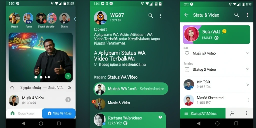 Tampilan antarmuka aplikasi WG87 untuk membuat Status WA Video.